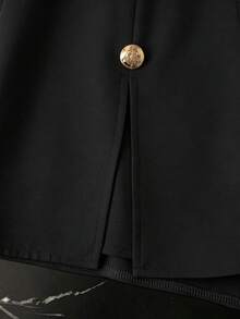 Franclia Women's Metal Button Decor Split Hem Shorts - Black - View 5