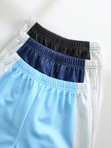 SHEIN 6 Stück/Set Jungen Casual Komfortable Vielseitige Farbblock Buchstaben Muster Rundhals Kurzarm T-Shirt und Hose Set - Verschiedenfarbig - Übersicht 6