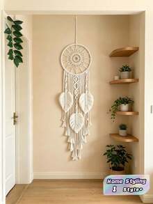 1pc Polyester Wall Hanging, Modern Leaf Decor Hanging Decoration For Home,Home Decor ,Room Decor,Wall Decor Gifts Birthday Graduation - White - View 1