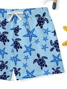 Shorts Casuais Minimalistas para Adolescentes Meninos, Calças de Praia, Roupas de Banho, Adequadas para Verão, Estilo de Férias, Estampa de Tartaruga Marinha, Adequadas para Surfe, Adequadas para Férias na Praia, Adequadas para Natação - Multicolorido - Visão 6