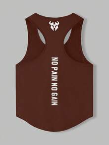 GymBeat Áo tank top không tay thời trang in hình cơ bắp dành cho nam - màu nâu - Xem 2