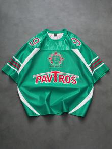 PAVTROS 品牌男士墨西哥風綠色球衣，夏季街頭風，城市度假舒適日常穿著，情人節禮物，戶外音樂節足球風 - 綠色 - 查看 3