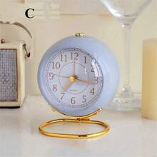 1 Pieza Reloj Despertador Retro Nórdico, Silencioso y Simple de Mesa de Noche, con Luz Nocturna, Carcasa Metálica Adecuada para Personas que Duermen Profundamente. Reloj de Escritorio/Mesilla Minimalista, Reloj de Puntero Luminoso Silencioso para Estudiantes, Decoración Escolar o Dormitorio - Multicolor - Ver 8