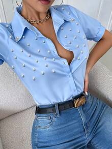 Women Blouses & Shirts - 藍色 - 查看 4