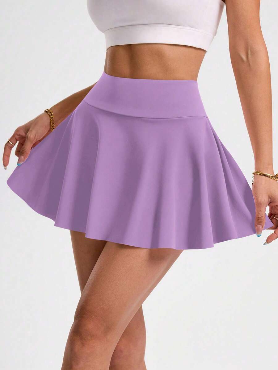 SHEIN Sovereign Charm Women's Skirt With Pockets, Suitable For Badminton, Tennis, Yoga, Fitness, Running, Marathon - Purple - View 1