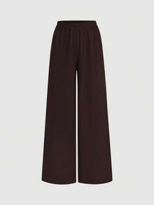 Sweetra Women's Solid Color Metal Decor Ruched Bandeau Top And Pants 2 Pieces Set - Coffee Brown - View 5