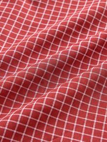 SWAVVY Men's Plaid Short Sleeve Single-Breasted Casual Shirt - Red - View 5
