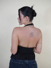 Dania Mndz Shop 夏季新款女士铆钉腰部设计吊带上衣 - 黑色 - 查看 2