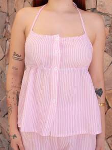 SHEIN Sweetro Trang phục hai mảnh dành cho phụ nữ mặc hàng ngày - Hồng - Xem 3