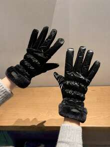 1 Pair Thermal Lined Winter Gloves Touchscreen Compatible Windproof Design Motorcycle Riding Essential Christmas Stocking Fillers Holiday Gift For Women Outdoor Sports Must Haves - multicolor - View 12