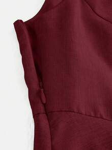 Firerie Kids Tween Girls' Elegant Minimalist Sleeveless Long Dress, Suitable For Commuting - Burgundy - View 5