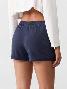 Loungeista 2pcs Women's Solid Color Knit Drawstring Casual Shorts, Comfortable For Home & Sleep, Suitable For Spring, Summer, Autumnfor Summer - Multicolor - View 8