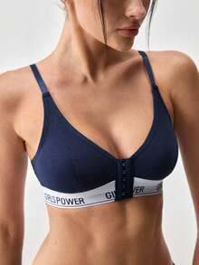 Loungeista 1pc Women Front Closure Sports Bra - Navy Blue - View 5