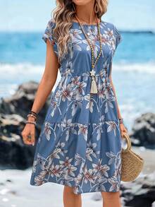 Sylviya Women's Casual Floral Print Batwing Sleeve Short Dress - Multicolor - View 6