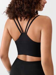 Loungeista EMUPER 1pc Seamless Elastic Racerback Sports Bra & Enhancing Bra For Womenfor Summerfor Summer - Black - View 2