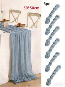 1pc 35 * 71/118/157 Inch Cheese Cloth Table Runner And Napkins, Bohemia Gauze Cheesecloth Tablecloth,Countryside Transparent Table Runner, Bohemian Style Table Runner Suitable For  Christmas For Holiday Gift Giving - Dusty Blue - View 19