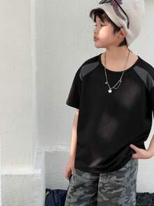 Dazy Kids Summer Design Sense High-End Short Sleeve T-Shirt For Boy & Toddler Boys (Plus Size) - Black - View 3
