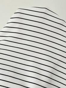 SHEIN 孕妇条纹休闲百搭日常吊带背心 - 黑與白 - 查看 9