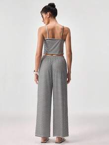Loungeista Bộ đồ ngủ nữ kẻ sọc cổ chữ V gồm áo hai dây và quần dài, bộ đồ hai mảnh nữ, bộ đồ mặc nhà gợi cảm cho nữ, bộ đồ mặc nhà hai mảnh. - Nhiều màu - Xem 2