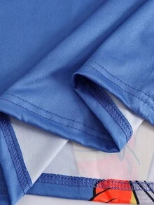 Bộ đồ mặc nhà 2 mảnh màu xám chủ đạo họa tiết da hổ, tay ngắn và quần short, thích hợp cho thiếu niên nam. - Màu xanh lam - Xem 5