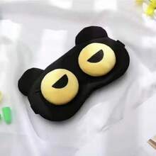 1pc Cartoon Plush Sleep Blackout Eye Mask, Funny, Comfortable And Breathable, Suitable For Home, Office, Travel, Bedroom, School, Nap, Birthday Gift - Black - View 5