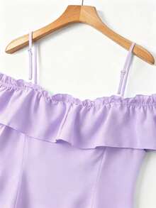 GlowEve CURVE Áo kiểu trễ vai xếp ly thanh lịch dành cho phụ nữ cỡ lớn - Màu tím hoa cà - Xem 3