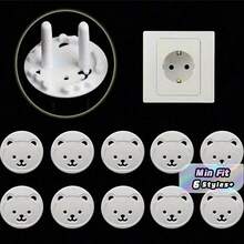 5/10/20/Cái Nắp Ổ Cắm Điện Đầu Tròn Dày, Nắp Ổ Cắm Điện Hình Gấu, Bộ Bảo Vệ Ổ Cắm Chống Giật Điện - Nhiều màu - Xem 1