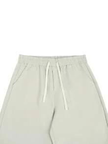 SLATEMANN Pantalones casuales para hombres con cintura elástica, pantalones rectos color beige, minimalistas y versátiles - Beis - Ver 6