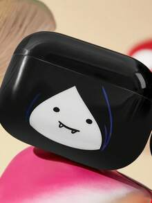 ADVENTURE TIME X SHEIN Vỏ tai nghe IML phiêu lưu, kho báu sống động với mặt dây chuyền, màu đen và hồng, vỏ tai nghe Bluetooth cho iPod - màu đen - Xem 4