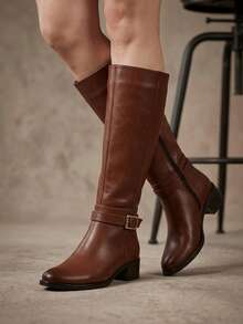 Women Knee-High Boots - Camel - View 3