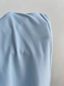 Elamini 女士优雅撞色蕾丝前系带露背紧身连衣裙，夏季 - 藍色 - 查看 6