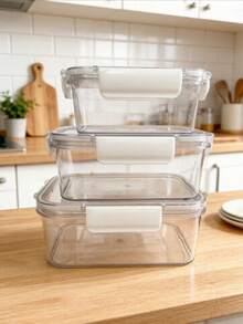 1PC Office Bento Box, Plastic Lunch Box, Suitable For Adults, Refrigerator-Specific Storage And Fresh-Keeping Box, Lid-Sealed Container, Dumpling Box, Vegetable And Food Jar, Suitable For Work And Travel, Christmas Gift - White - View 6