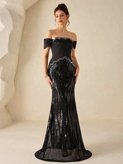 Coutiva Women's Formal Evening Gown With Sequins Embellished Front And Sequins Trim Hem Luxury Elegant Party Dress Solid Color Square Neck Sleeveless High-End Evening Dress, Elegant And Luxurious Formal Gown Black Bodycon Dress Women's Slim Dress Sexy Curve Dress Black Dress For Women Shapewear Dress Long Black Elegant Dress Black Satin Dress Black Formal Evening Gown Black Dinner Dress Sexy Elegant Dress Black Backless Dress Satin Dress Elegant Graduation Ceremony, School Opening, Music Festival, Birthday Party, Wedding, Afternoon Tea Gathering, Ball Ceremony Dress Wedding Vacation Party Holiday Dresses