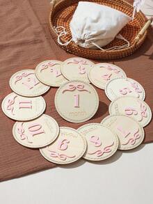 SHEIN Newborn Photography Set With Birth Certificate Plaque - Pink - View 7