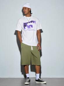 Modcrash Men's White T-Shirt With Blurred Letter Graphic - Purple - View 3