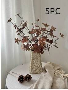 1 pieza Ramas de plantas verdes artificiales - Hojas de otoño falsas, hojas de eucalipto de seda, adecuadas para decoración del hogar interior/exterior, centros de mesa, mesas de café, salas de estar, dormitorios, bodas, fiestas de Acción de Gracias y decoraciones de otoño, decoración del hogar, decoración de habitaciones, decoración de bodas, decoración de dormitorios, regalos para mujeres, suministros para dormitorios, decoración de cumpleaños, centros de mesa para comedor, decoración de cocina, decoraciones para fiestas. - Marrón - Ver 6
