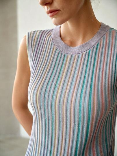 MOTF PREMIUM GEBREIDE TOP MET REGENBOOG OMBRE-STREEPJES