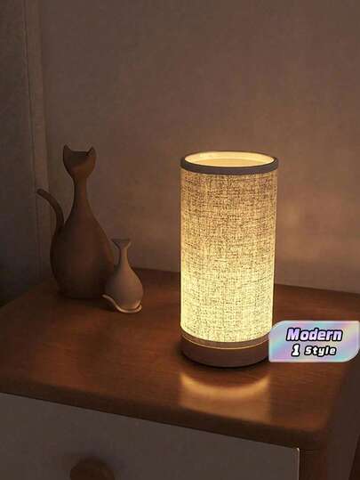 1 件装复古布艺夜灯，带木质底座，暖光创意浪漫台灯，适合房间装饰