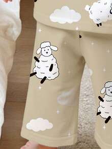 SHEIN Baby Boy Casual Lamb Pattern Loungewear Set, Loose Fit Suitable For Summer - Multicolor - View 4