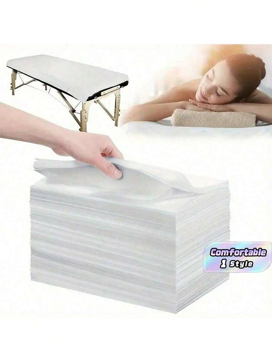 100 chiếc ga trải giường massage dùng một lần, dày dặn, thoáng khí, không dệt, ga trải giường cho tiệm làm đẹp. - trắng - Xem 1