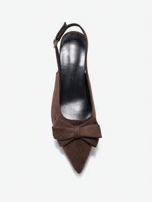 Eladyva Giày sandal quai ngang thanh lịch kiểu Pháp cổ điển, sandal nơ thời trang mùa xuân/hè, giày cao gót mũi nhọn sành điệu mới về, sandal nơ công sở nhẹ nhàng, sandal đa năng mùa hè mới phù hợp với váy. - Cà phê nâu - Xem 6