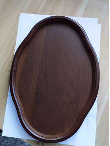 Oval Walnut Serving Tray For Food, Snacks, Drinks, Sushi, Steak, Pizza, Desserts, Cake, Bread; Breakfast Tray, Coffee Tray, Tea Tray, Charcuterie Board, Hosting Platter - Maroon - View 6