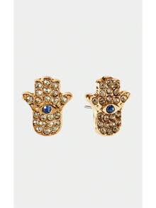 Noxbound Cross-Border New Retro Feeling Diamond-Encrusted Palm, Rose, Crescent Moon, Horseshoe And Other Stud Earrings Combination, Simple, Small And Exquisite, Suitable For All Kinds Of Parties, Concerts, Festivals,BOHEMIAN/Modern/Chic,Layered/Gemstone/Beaded/Crystals,Summer/Beach/Prom/Part/Vacation/Travel,For Mom/Women/Girl/Mother,Daily Wear/Work Day,Gold - Multicolor - View 3