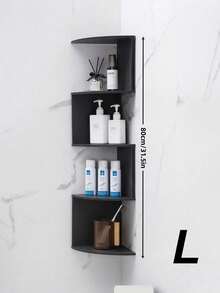 Estantería de pared triangular de montaje en esquina negra, organizador de almacenamiento de múltiples capas para ahorrar espacio en la cocina, el baño y la sala de estar, estantería flotante decorativa - Negro - Ver 9