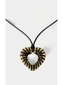 Noxbound Collar colgante de amor hecho a mano con cuerda vintage - Amarillo Oro - Ver 2