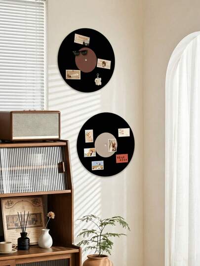 Muroi Mono 1片/2片装红棕色/深驼色黑胶唱片造型毛毡板，涤纶毛毡墙面装饰板，40 x 40厘米毛毡照片墙留言板，可重复使用墙面收纳板，适用于墙面装饰、DIY、卧室、书房、客厅、沙发墙、学校、办公室等场所。