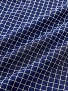 SWAVVY Kemeja Kasual Lengan Pendek Pria Motif Kotak-kotak dengan Kancing Depan - Navy Blue - View 6