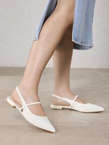 MOTF PREMIUM Zapatos planos con punta puntiaguda de moda para mujer, para Año Nuevo, vacaciones, primavera, vacaciones de primavera, Pascua y Navidad - Blanco lechoso - Ver 6