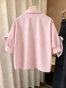 Resyla Women's Elegant Bowknot Decor Loose Fit Drop-Shoulder Blouse, Summer - Multicolor - View 2