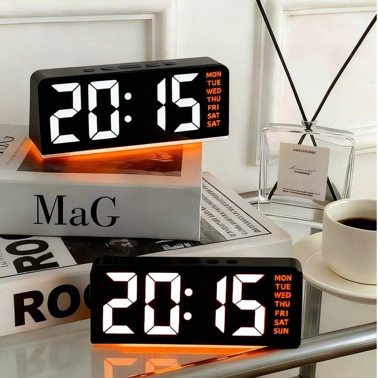 1 chiếc đồng hồ báo thức LED kỹ thuật số đa chức năng, đế nhiều màu, màn hình LED kỹ thuật số USB, hiển thị nhiệt độ, ngày tháng, thời gian ngủ, định dạng 12/24 giờ, trang trí nhà cửa, trang trí phòng ngủ, độ sáng có thể điều chỉnh (không bao gồm pin), quà tặng ngày lễ, quà sinh nhật, quà tốt nghiệp. - Nhiều màu - Xem 2